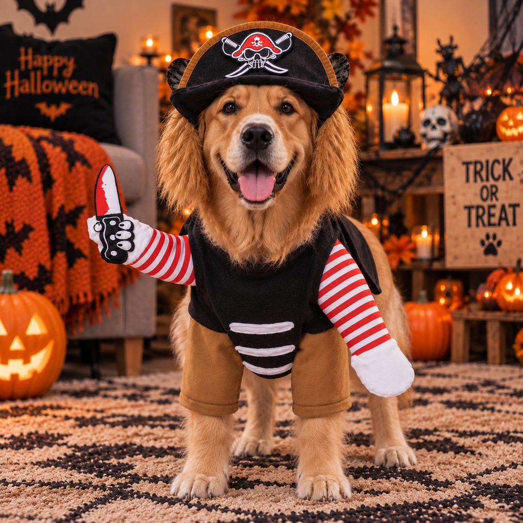 Pirate Dog Halloween Costume, Pirate Pet Outfit with Hat, Dog Costume for Halloween Parties