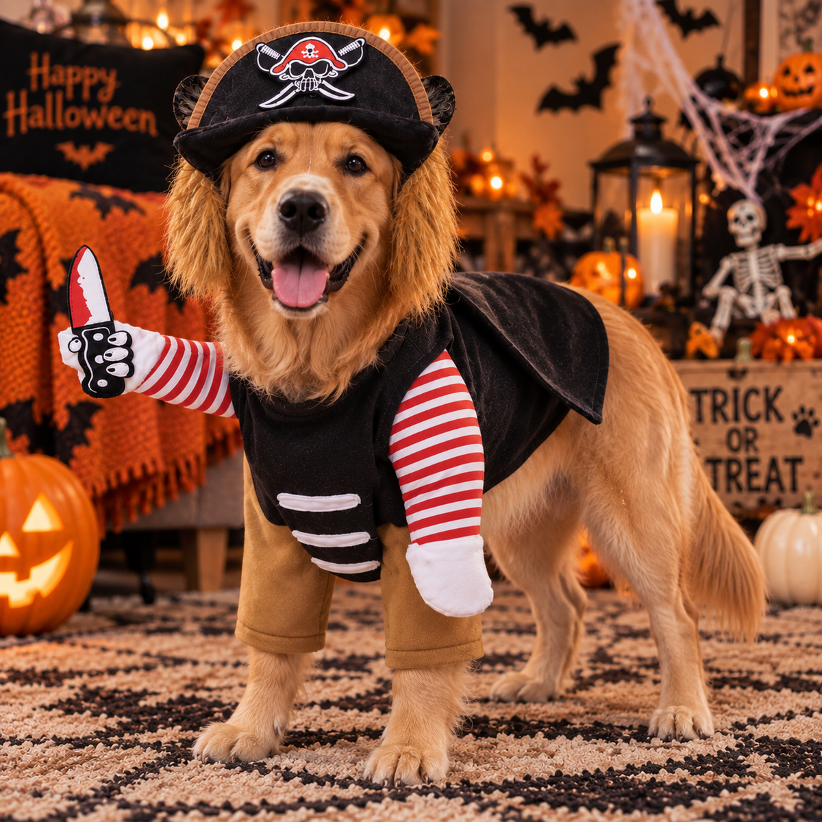 Pirate Dog Halloween Costume, Pirate Pet Outfit with Hat, Dog Costume for Halloween Parties