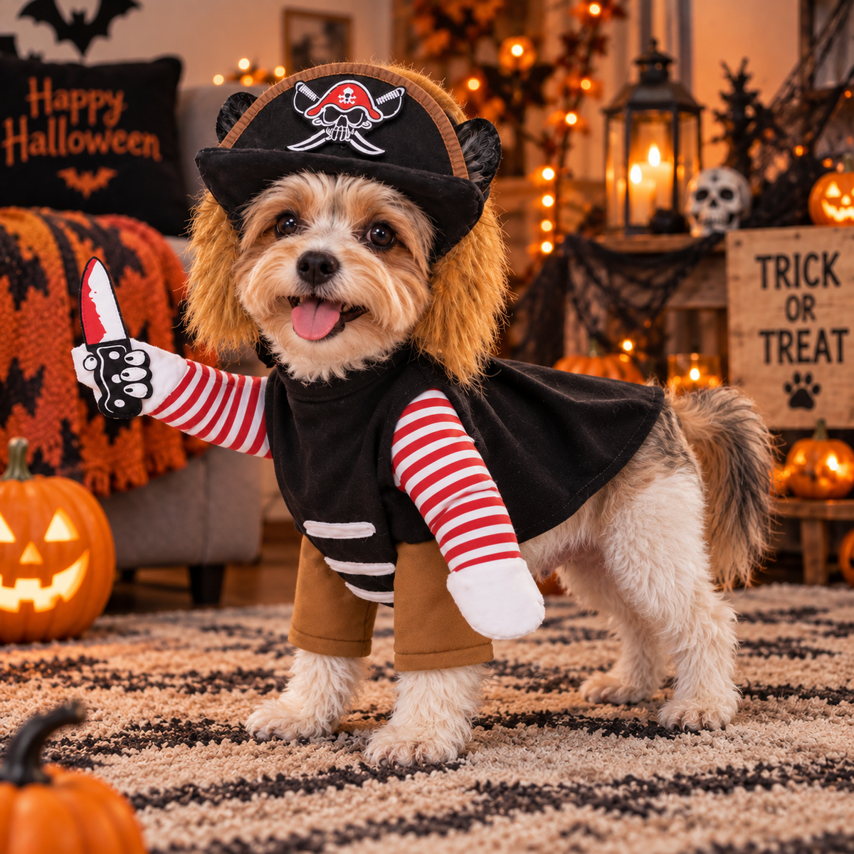 Pirate Dog Halloween Costume, Pirate Pet Outfit with Hat, Dog Costume for Halloween Parties