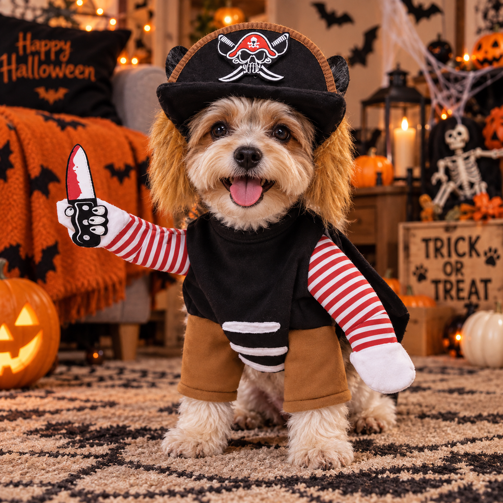 Pirate Dog Halloween Costume, Pirate Pet Outfit with Hat, Dog Costume for Halloween Parties