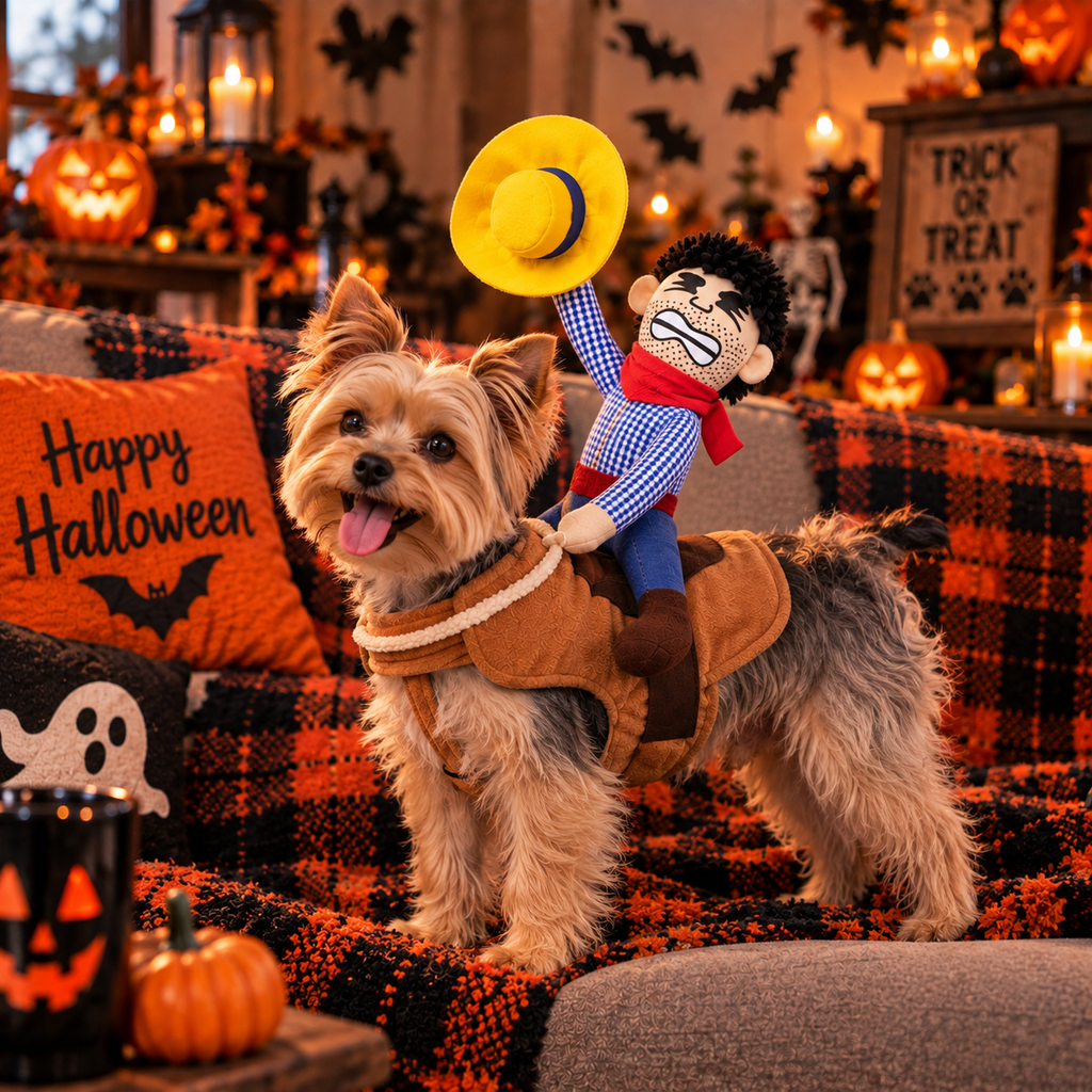 Cowboy Riding Dog Halloween Costume, Funny Western Pet Costume with Cowboy Rider, Dog Halloween Outfit, Party & Dress Up