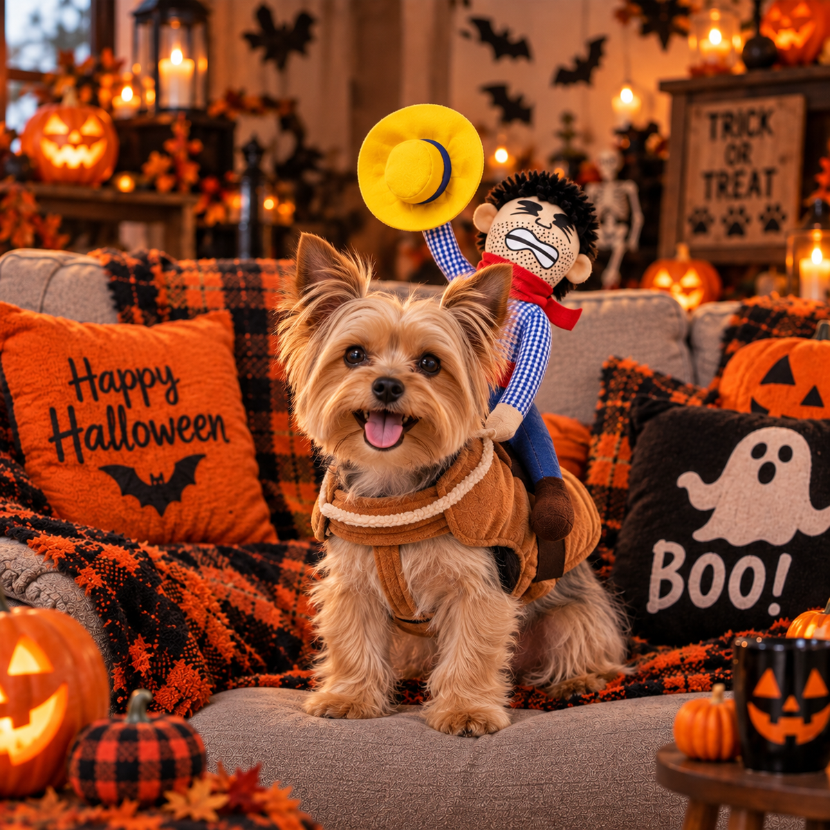 Cowboy Riding Dog Halloween Costume, Funny Western Pet Costume with Cowboy Rider, Dog Halloween Outfit, Party & Dress Up
