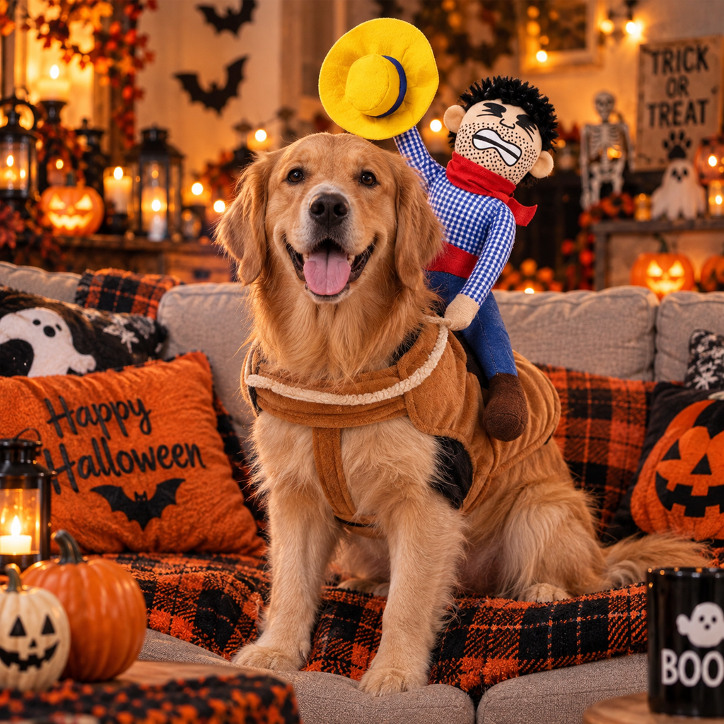 Cowboy Riding Dog Halloween Costume, Funny Western Pet Costume with Cowboy Rider, Dog Halloween Outfit, Party & Dress Up