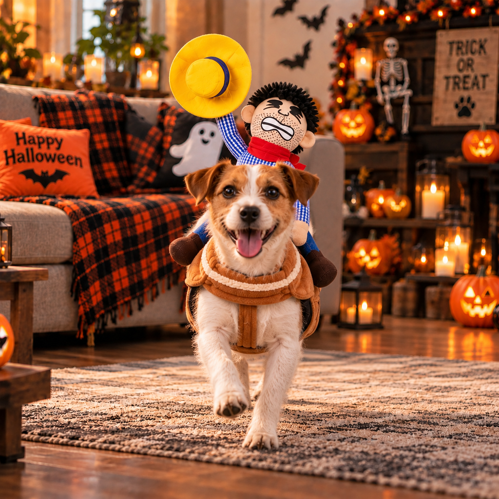 Cowboy Riding Dog Halloween Costume, Funny Western Pet Costume with Cowboy Rider, Dog Halloween Outfit, Party &amp
