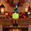 Halloween Gnome Decoration, Lighted Gnome Decor with Pumpkin, Witch Hat & Bat, Tabletop Mantel Shelf Home Decor