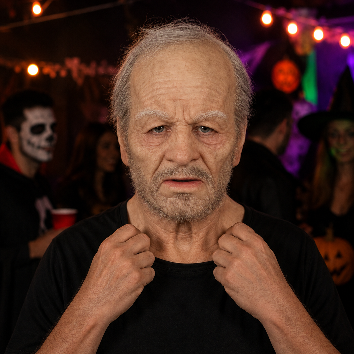 Realistic Old Man Halloween Mask, Latex Grandpa Mask, Elderly Man Costume Mask, Adult Halloween Costume, Funny Scary Face Mask, Bald Old Man Mask, Halloween Party Costume Accessory