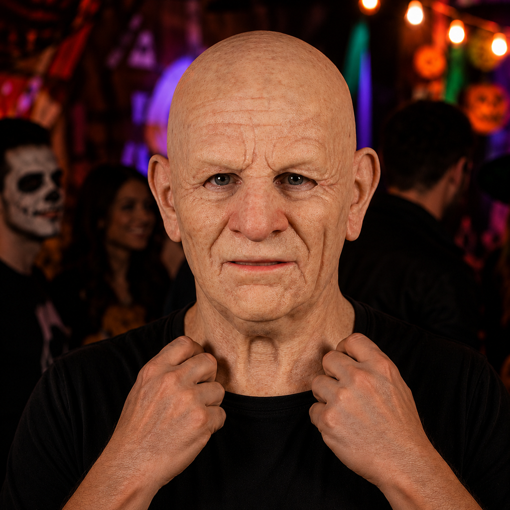 Realistic Old Man Halloween Mask, Latex Grandpa Mask, Elderly Man Costume Mask, Adult Halloween Costume, Funny Scary Face Mask, Bald Old Man Mask, Halloween Party Costume Accessory