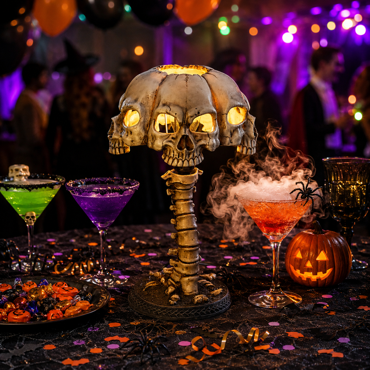 Halloween Skull Lamp, Gothic Skull Table Lamp, Illuminated Skull Decoration, Resin Skull Sculpture, Spooky Halloween Decor, Gothic Home Decor, Skull Figurine, Halloween Table Decor, Creepy Skull Light for Home, Office & Party
