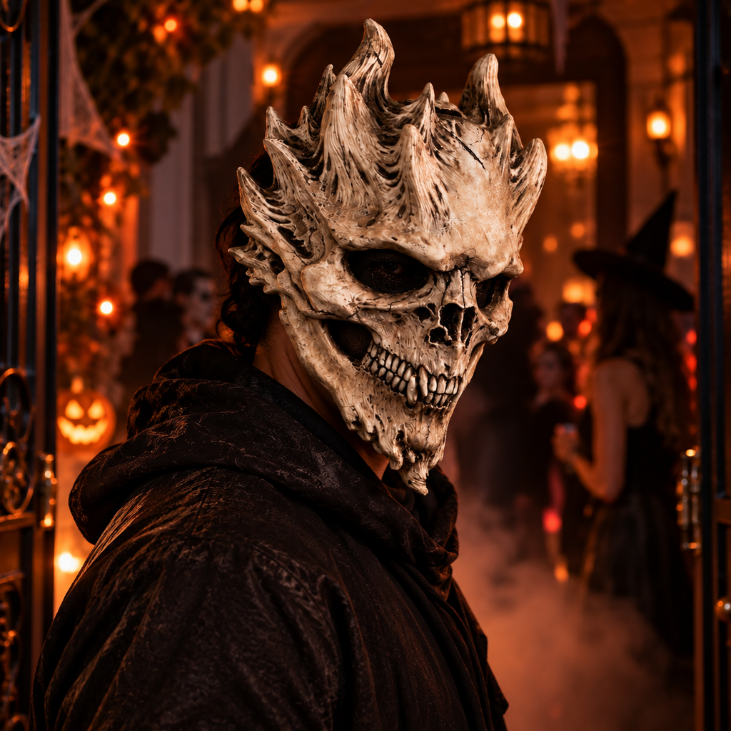 Halloween Skull Mask for Adults, Scary Demon Skeleton Face Mask, Creepy Horror Mask for Costume Party, Cosplay & Haunted House