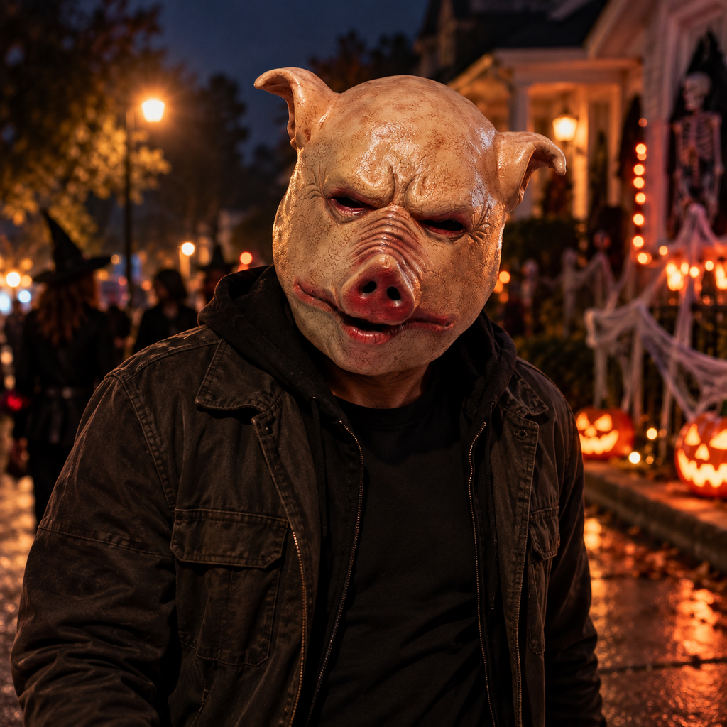 Scary Pig Demon Mask for Halloween, Adult Horror Animal Mask, Creepy Devil Face Mask for Halloween Costume Party & Cosplay