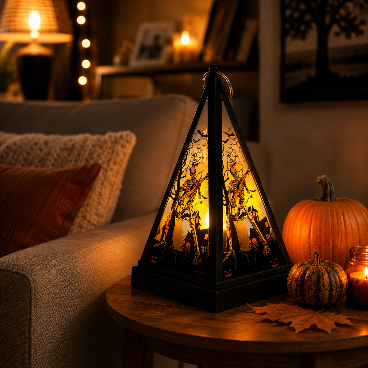 Halloween Decorations Pumpkin Lantern Portable Witch Skull Nightlight Scary Atmosphere Desktop Decoration