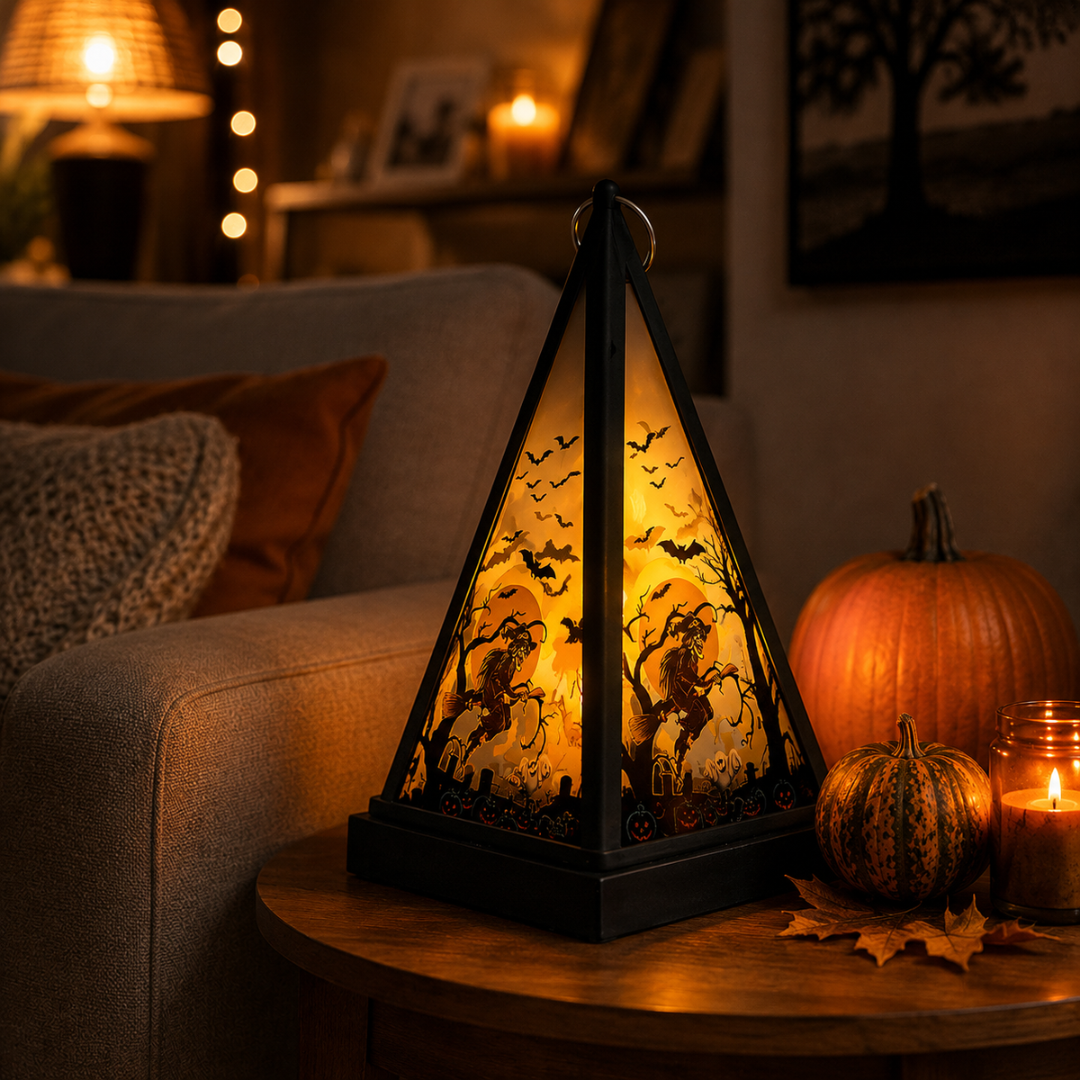 Halloween Decorations Pumpkin Lantern Portable Witch Skull Nightlight Scary Atmosphere Desktop Decoration