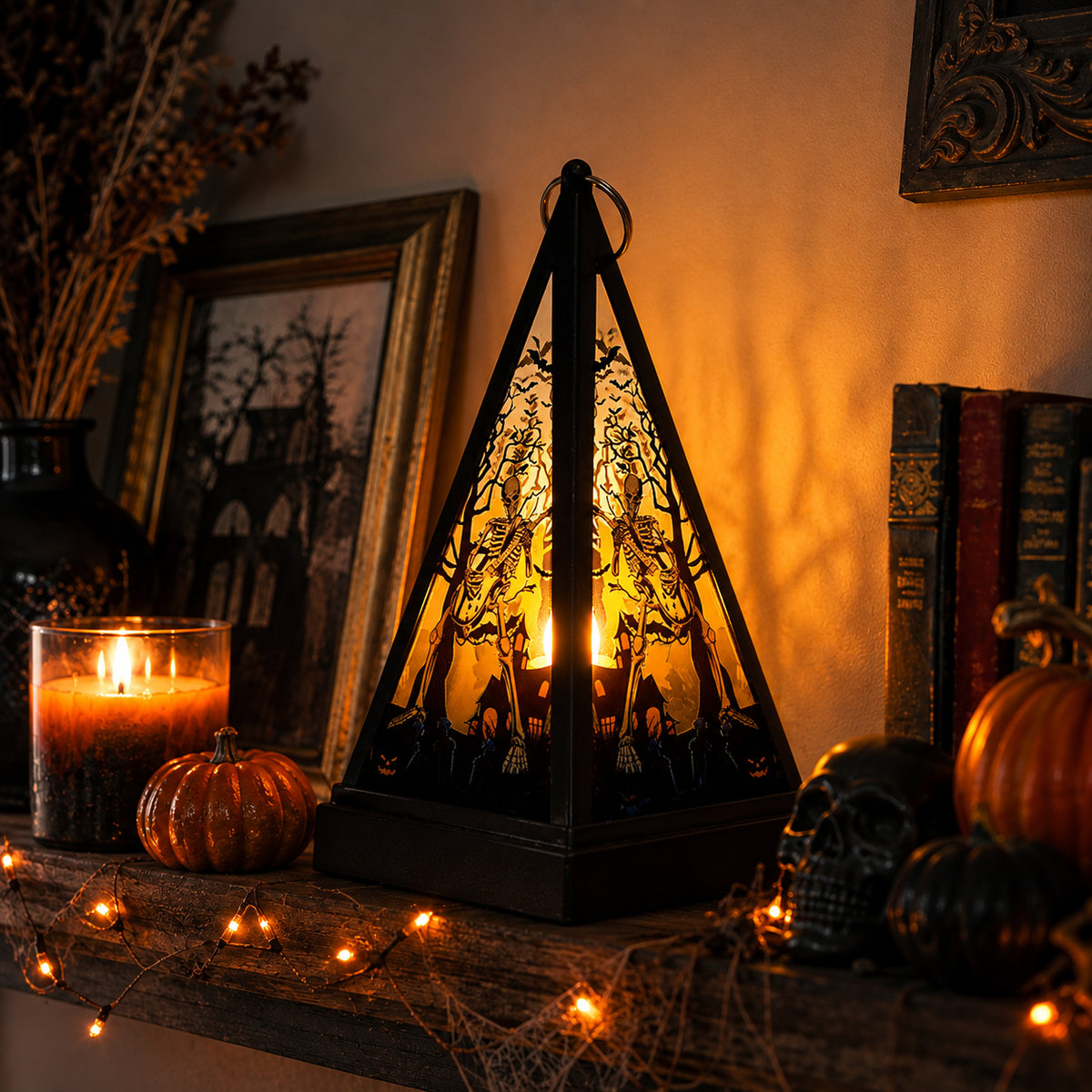 Halloween Decorations Pumpkin Lantern Portable Witch Skull Nightlight Scary Atmosphere Desktop Decoration Props.