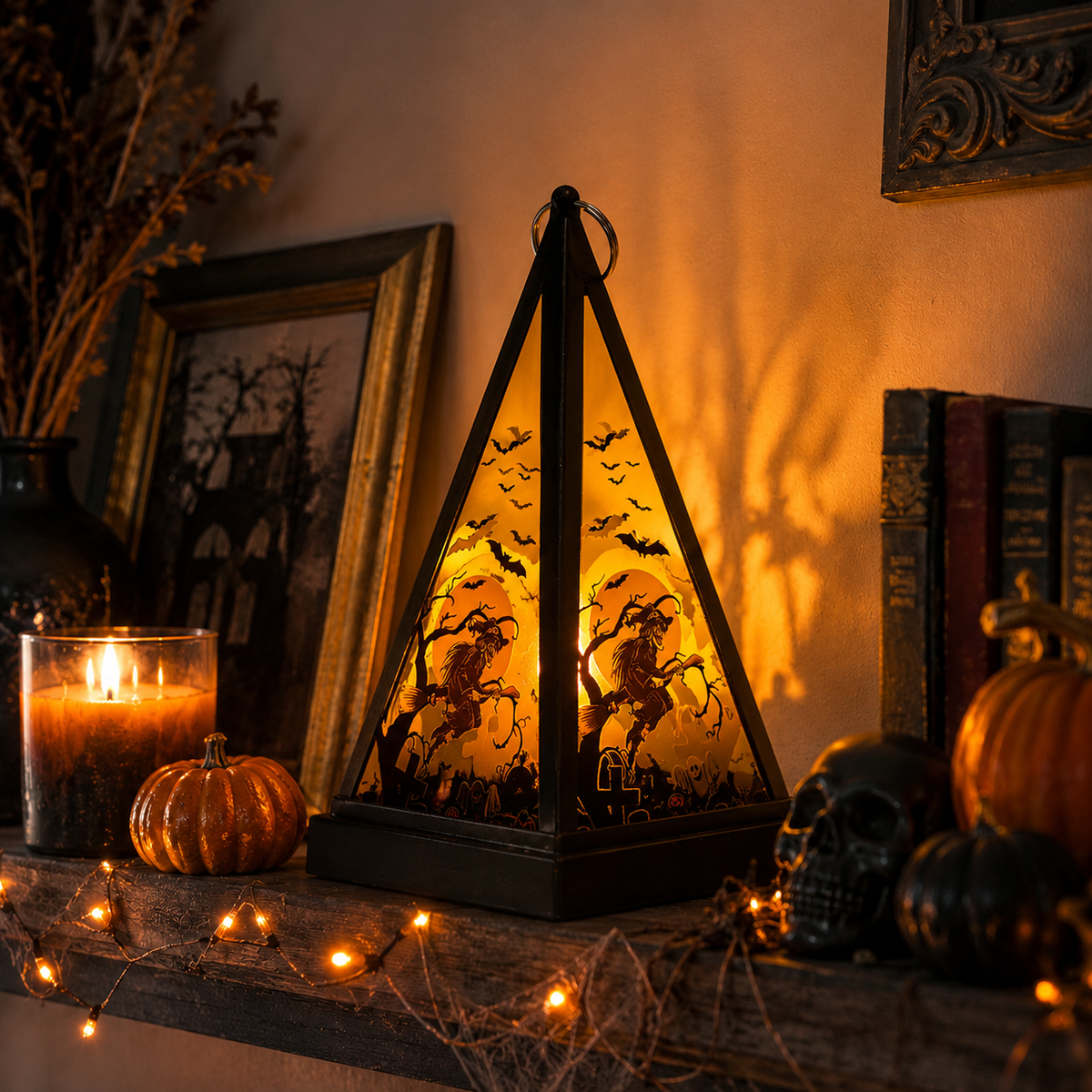 Halloween Decorations Pumpkin Lantern Portable Witch Skull Nightlight Scary Atmosphere Desktop Decoration Props.